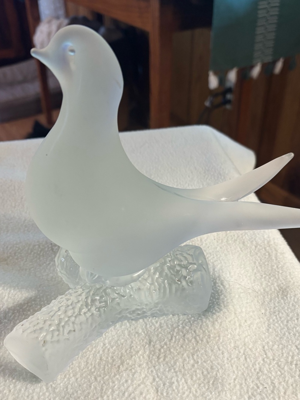 Vintage Frosted Glass Dove Figurine